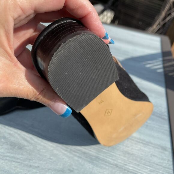 Halogen CORBIN Mules Women’s 8 Leopard Print Calf Hair Black Suede Point Slide - Picture 7 of 10